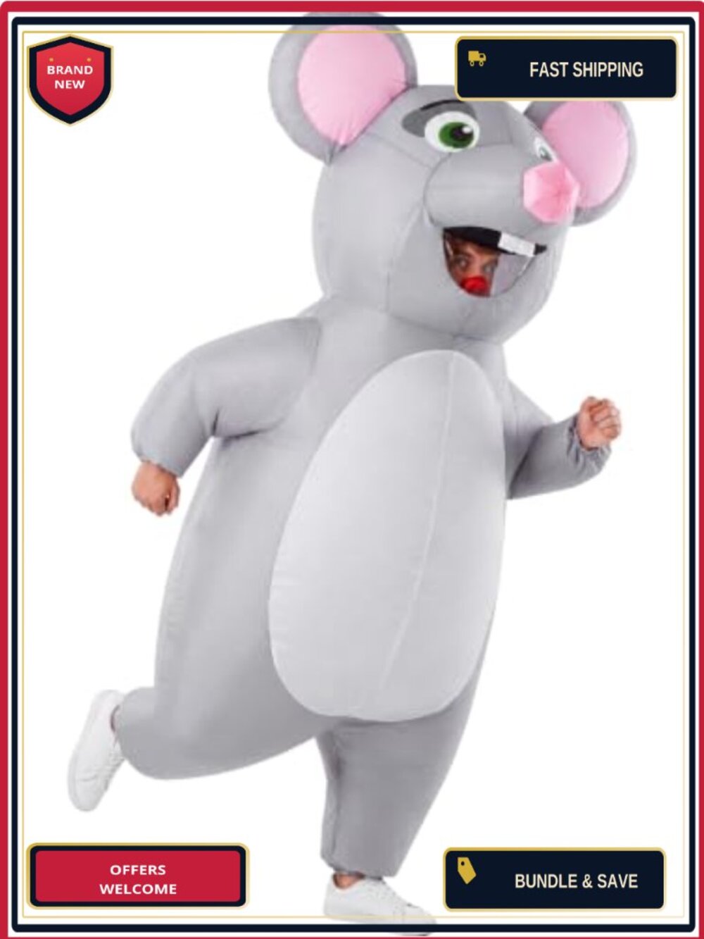 Adult Inflatable Mouse Costume 100% Polyester Blow Up Party Cosplay Suit